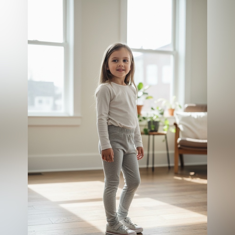 Classic Gray 5T Girls’ Leggings – Soft & Stretchy